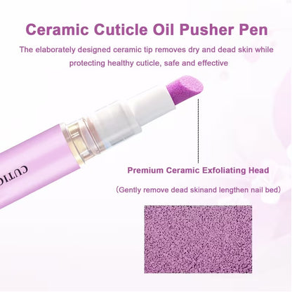 Cuticle oil pusher pen and nail care application