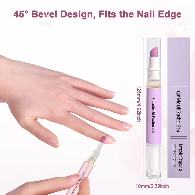 Cuticle oil pusher pen and nail care application