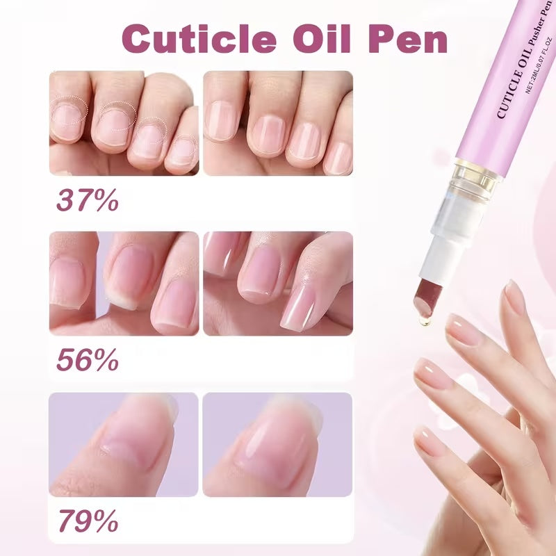 Cuticle oil pusher pen and nail care application