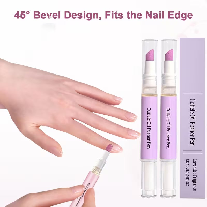 Cuticle oil pusher pen and nail care application
